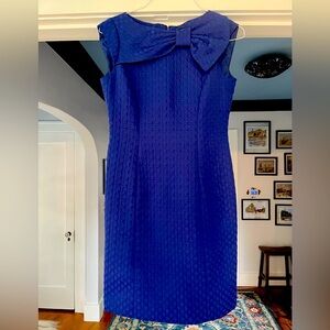 Tahari Royal Blue Textured Bow Sheath Dress